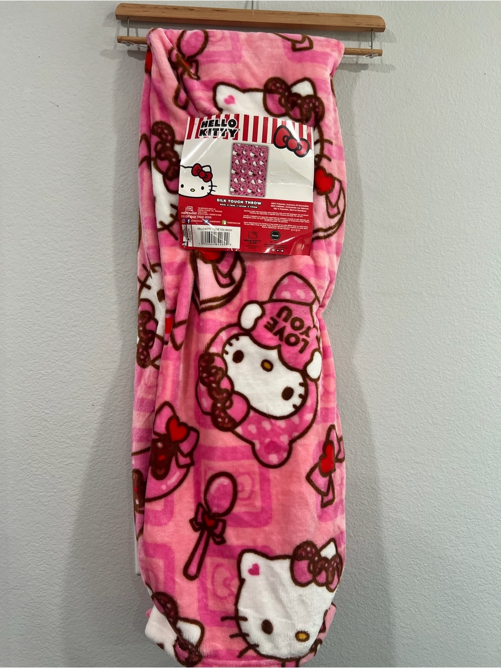 Hello Kitty Pink Plush Throw Blanket with Character Print